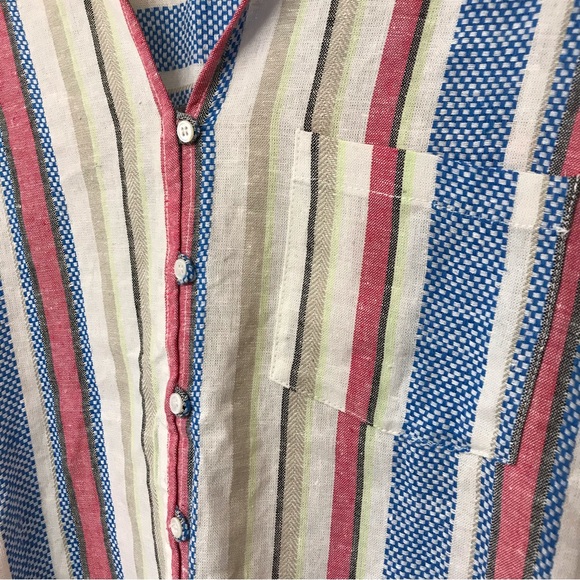 Caffe Marrakesh Linen Blend Loose Fit Striped Shirt Medium - Picture 3 of 8